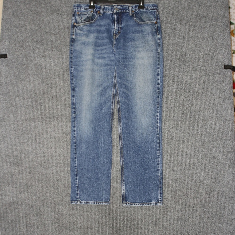 Levis 501 Straight Leg Jeans Men W34 Blue Denim Stretch Classic Casual Blank Tab